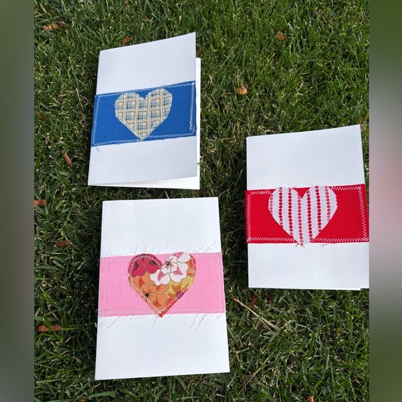 Handmade Valentines Heart Greeting Cards Set of three - Picture 1 of 5